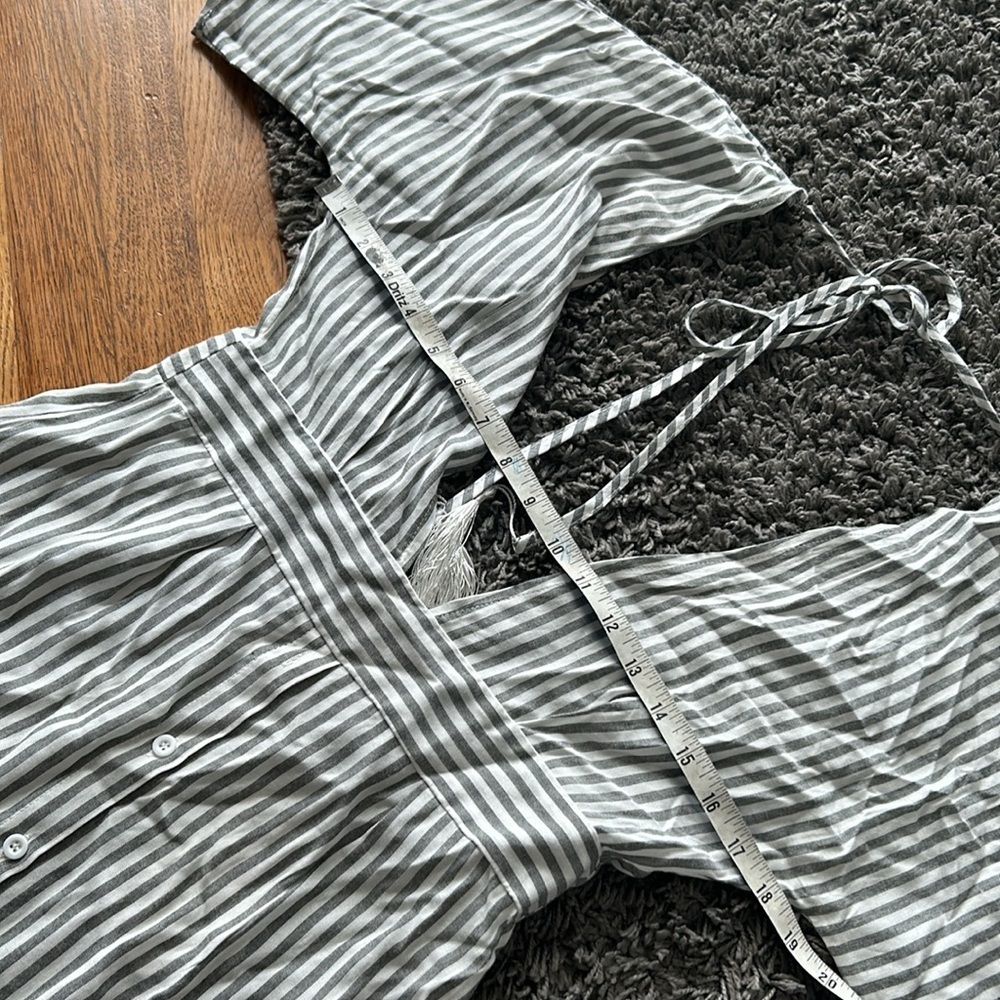 NWT SUCREFAS Striped Button Down Midi Gray and White Dress Size Large - Picture 13 of 14